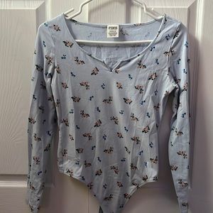 PINK womens floral long sleeve bodysuit